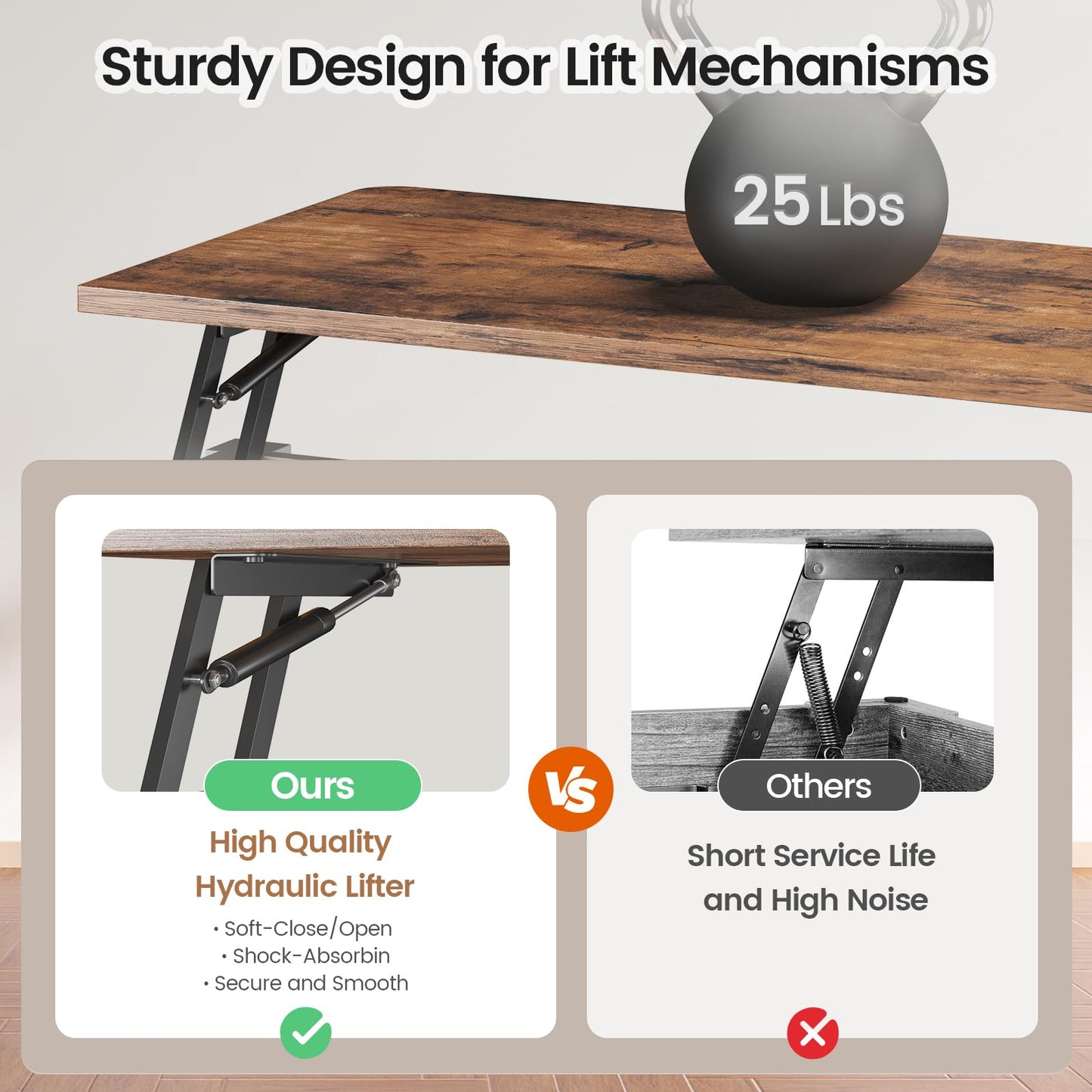 31.5" Lift Top Coffee Table with Large Hidden Storage Compartment EK HOME FURNITURE