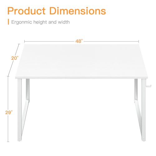 32 Inch Computer Desk, White Marble and Gold Leg