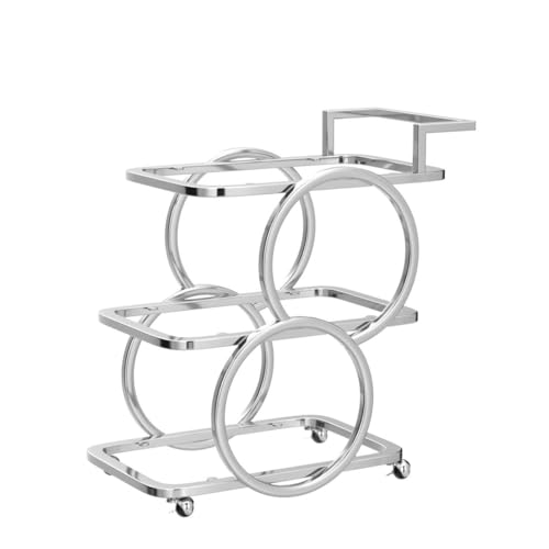 Home Bar Serving Carts 3 Tier Kitchen Carts on Wheels, Chrome