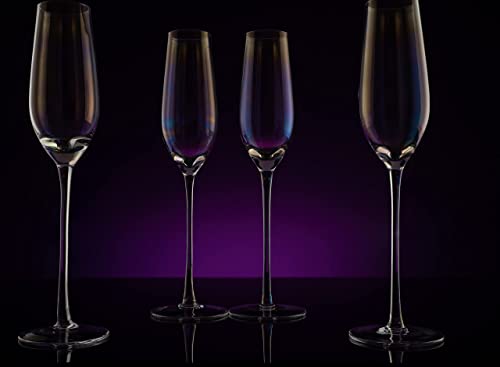 Iridescent Luster Pearl Radiance Set of 4 Champagne Glasses 10oz