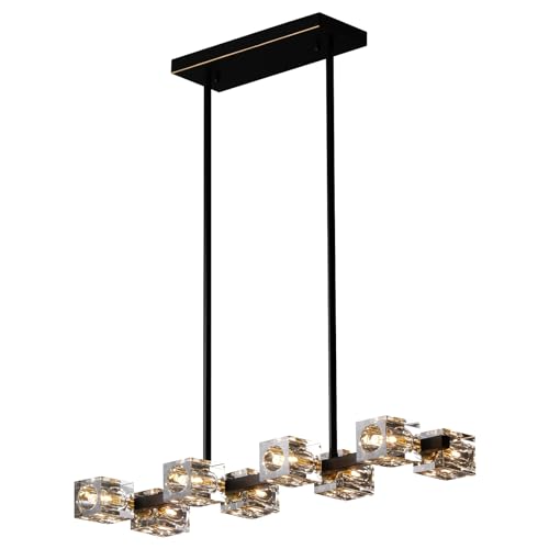 13-Lights Modern Crystal Living Room Light Fixture, Black and Gold