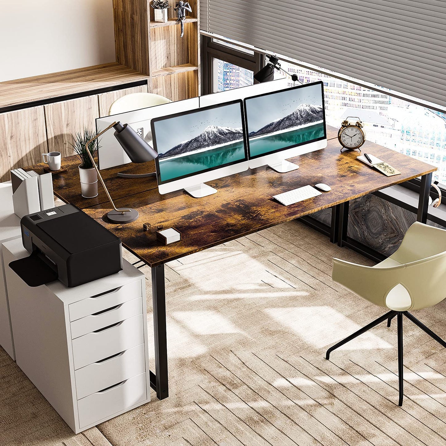 32 Inch Computer Desk, White Marble and Gold Leg EK HOME FURNITURE