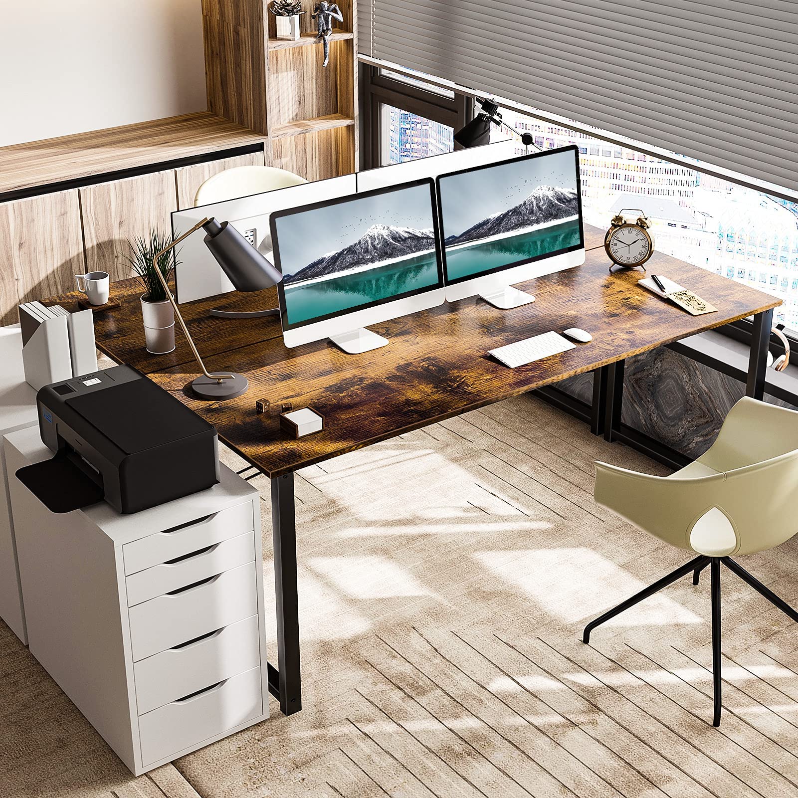 32 Inch Computer Desk, White Marble and Gold Leg EK HOME FURNITURE