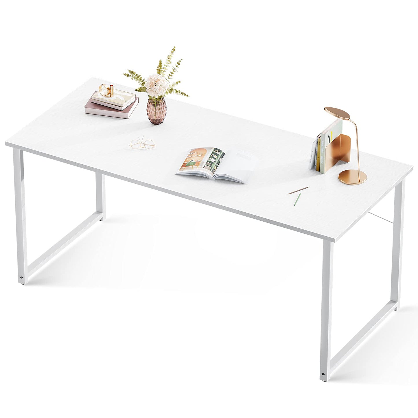 32 Inch Computer Desk, White Marble and Gold Leg EK HOME FURNITURE