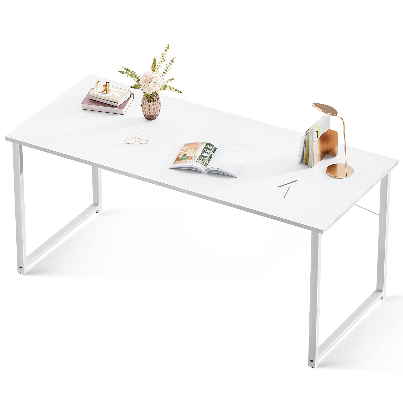 32 Inch Computer Desk, White Marble and Gold Leg EK HOME FURNITURE