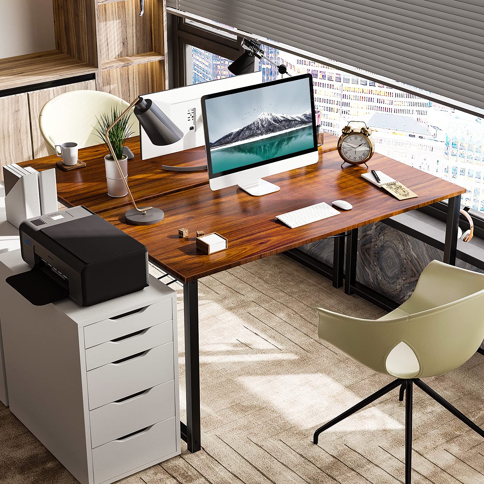 32 Inch Computer Desk, White Marble and Gold Leg EK HOME FURNITURE