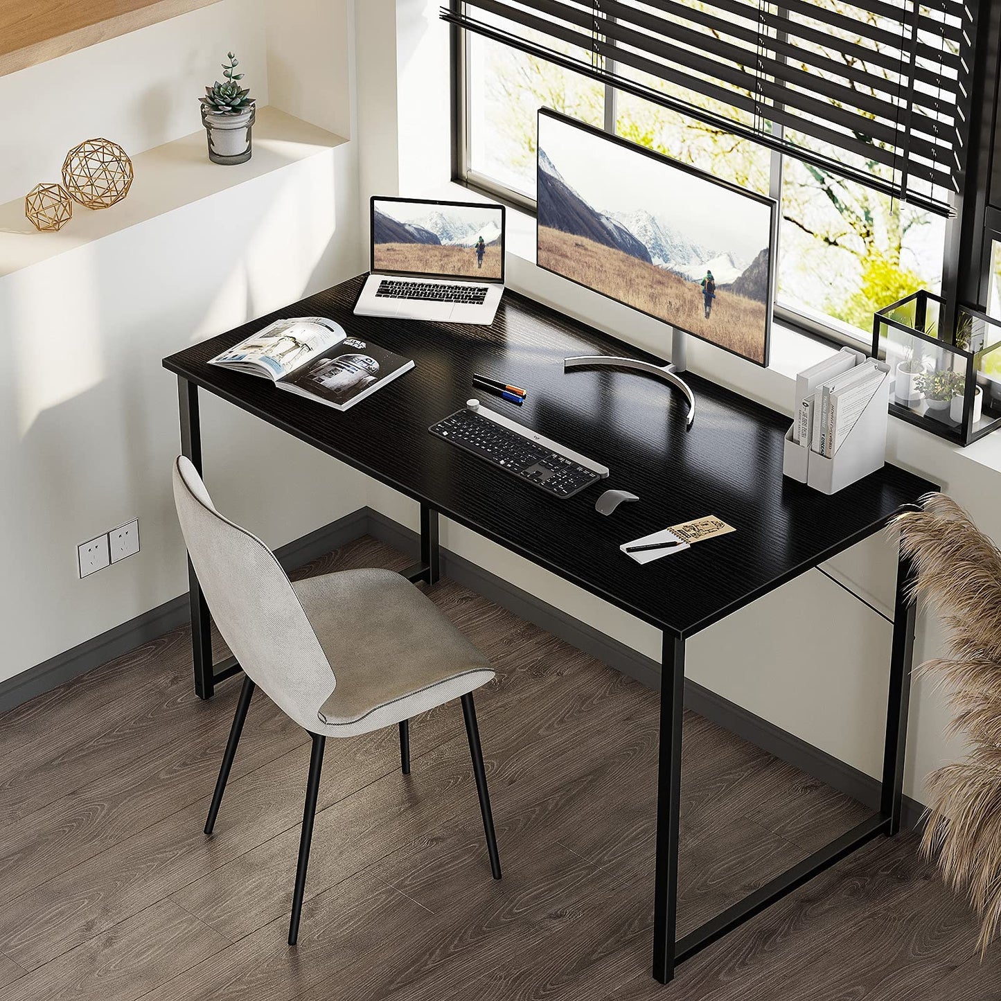 32 Inch Computer Desk, White Marble and Gold Leg EK HOME FURNITURE