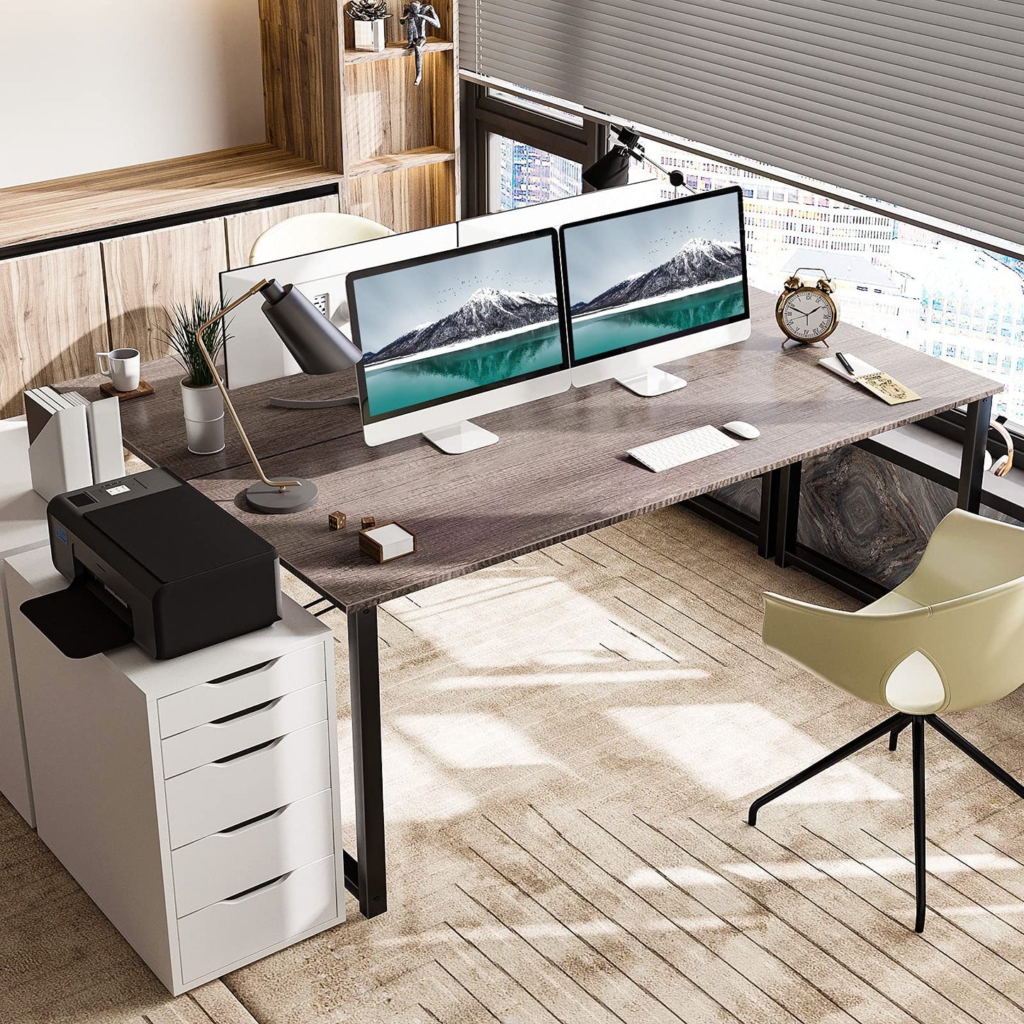 32 Inch Computer Desk, White Marble and Gold Leg EK HOME FURNITURE