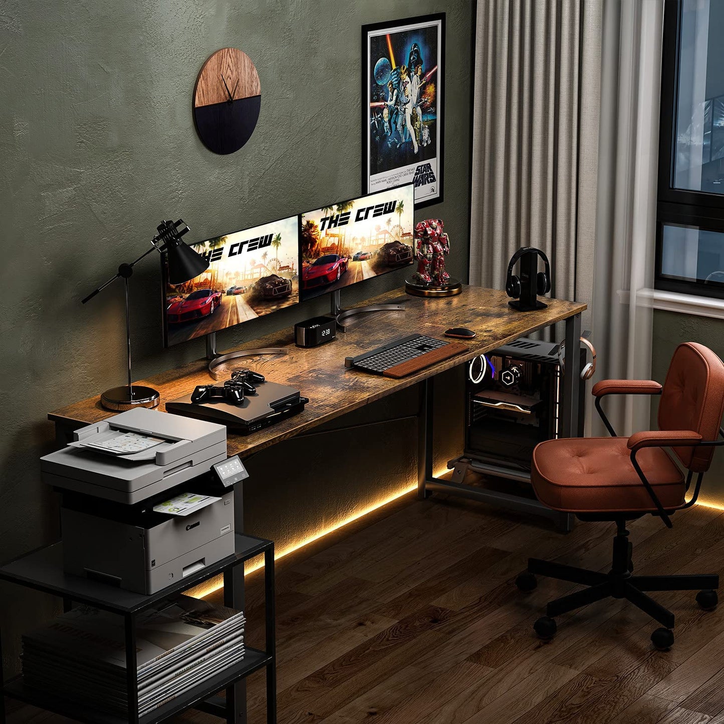 32 Inch Computer Desk, White Marble and Gold Leg EK HOME FURNITURE