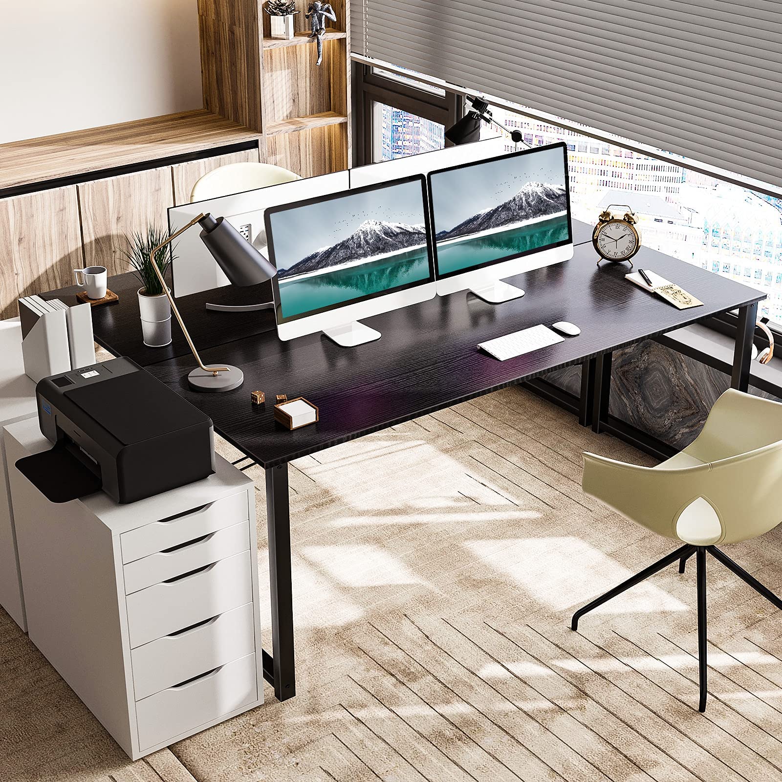 32 Inch Computer Desk, White Marble and Gold Leg EK HOME FURNITURE