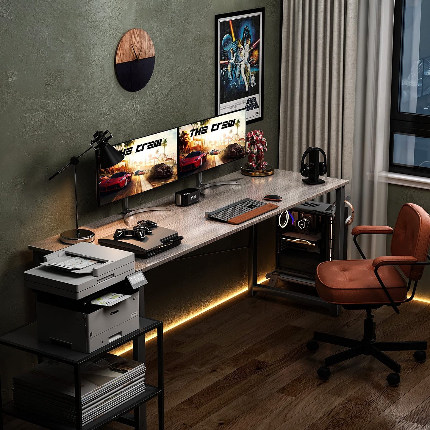 32 Inch Computer Desk, White Marble and Gold Leg EK HOME FURNITURE