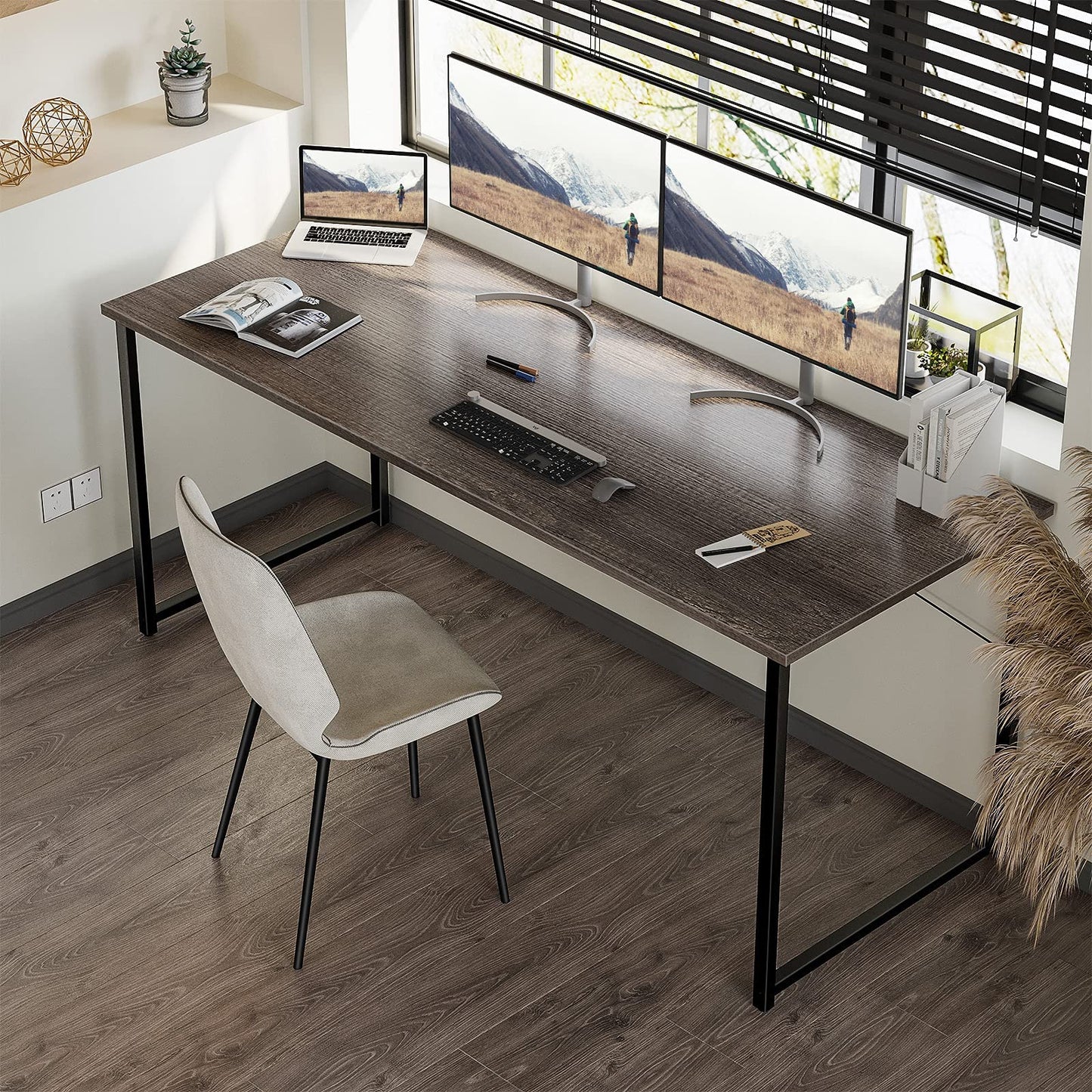 32 Inch Computer Desk, White Marble and Gold Leg EK HOME FURNITURE