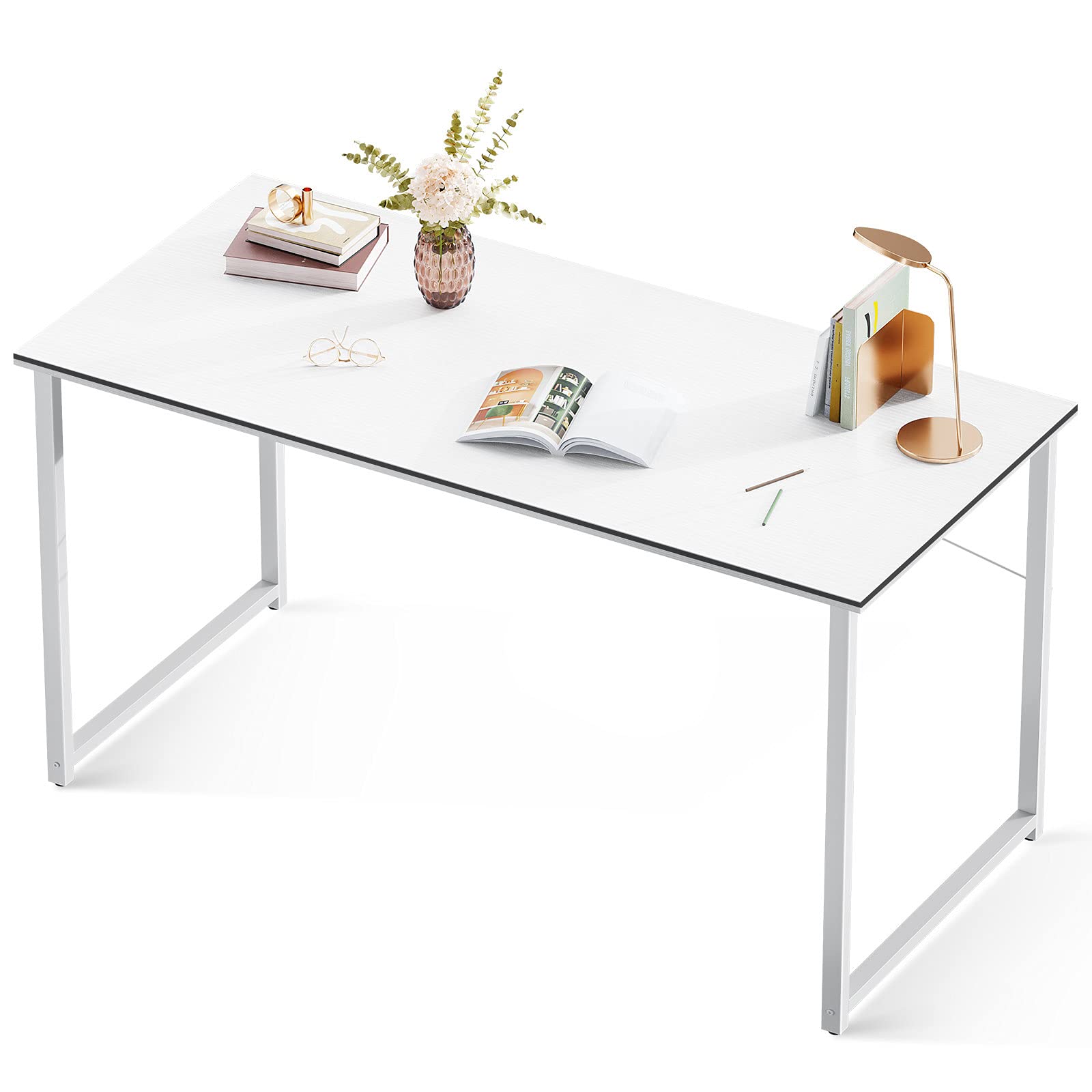 32 Inch Computer Desk, White Marble and Gold Leg EK HOME FURNITURE