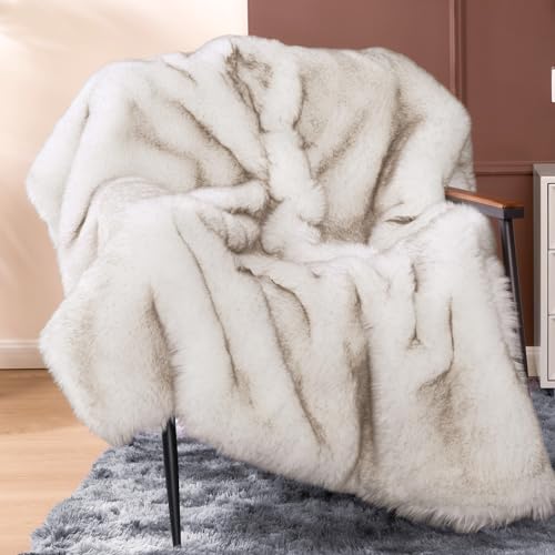 Luxury 1000GSM Faux Fur Throw Blanket, Elegant Soft Reversible Mink