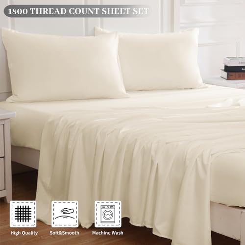 Queen Sheet Set Ultra Soft Breathable Silky Flower Bed Sheets Deep Pocket