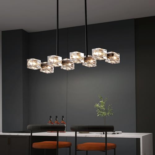 13-Lights Modern Crystal Living Room Light Fixture, Black and Gold