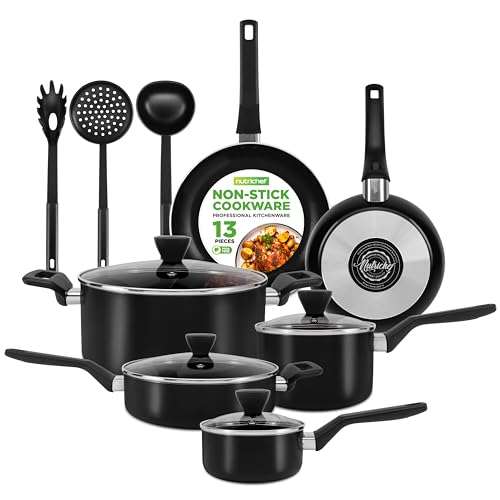 13 Pcs. Nonstick Kitchen Cookware PFOA/PFOS-Free Heat Resistant