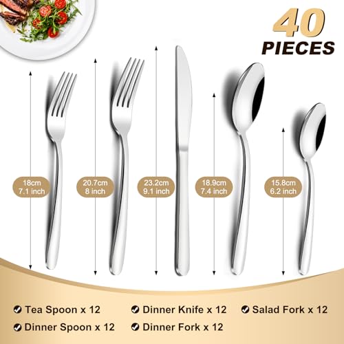 72-Pieces Silverware Sets for 12, Flatware Set with Steak Knives