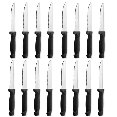 16-Pcs Steak Knives, 8.5 Inch Serrated Knives, Stainless Steel Steak Knives