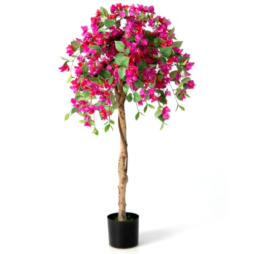 4.4FT Bougainvillea Artificial Tree, Tall Fake Floor Plant for Indoor Outdoor Décor