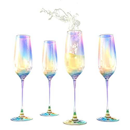 Iridescent Luster Pearl Radiance Set of 4 Champagne Glasses 10oz