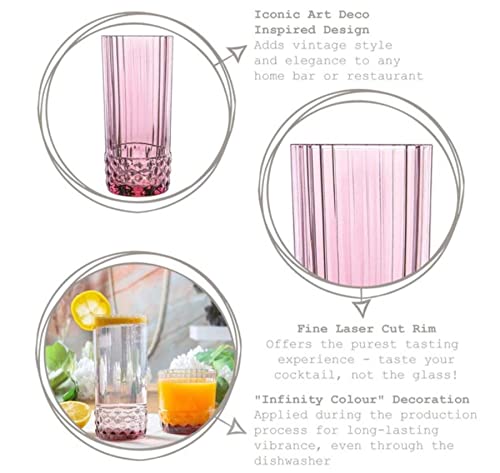 16.25 oz. Cooler Glasses, Lilac Rose, Set of 6