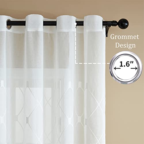 White Sheer Curtains 84 Inches Long for Living Room, 2 Panels Set