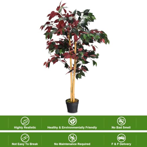 4ft Artificial Fake Ficus Tree for Indoor Outdoor Decorations