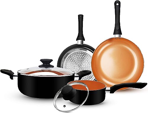 10pcs Cookware Set Ceramic Nonstick Soup Pot/Milk Pot/Frying Pans Set | Copper