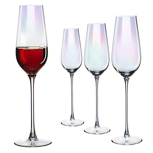 Iridescent Luster Pearl Radiance Set of 4 Champagne Glasses 10oz