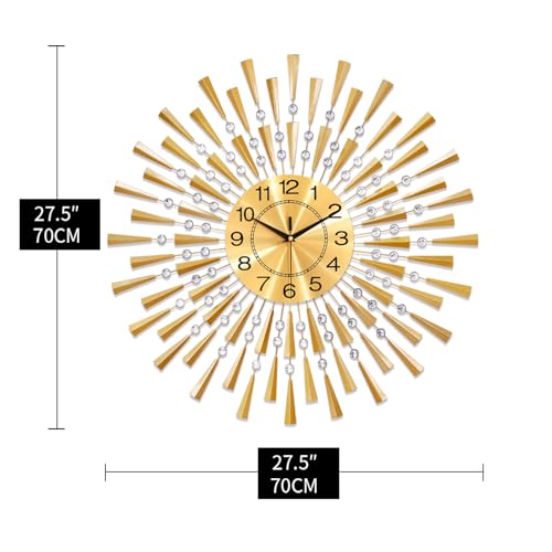 Large Wall Clocks for Living Room Decor Modern Gold Silent Wall Clock Battery Operated