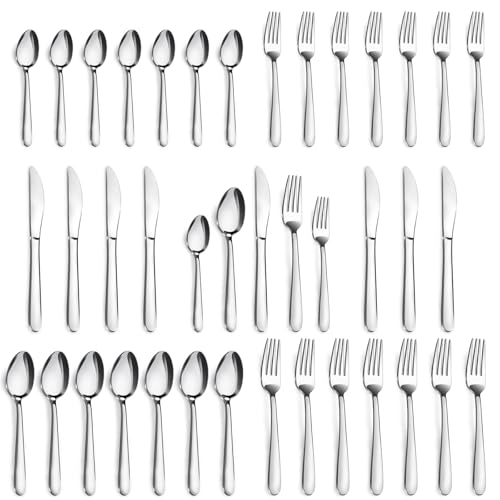 72-Pieces Silverware Sets for 12, Flatware Set with Steak Knives