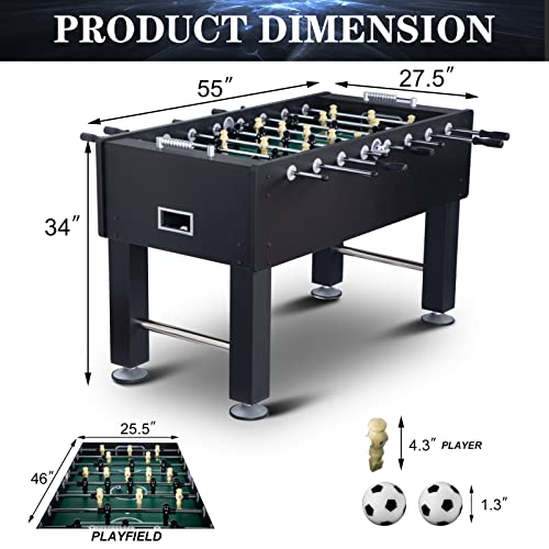 55" Foosball Table and Balls Set for Adults, Kids, Football Arcade