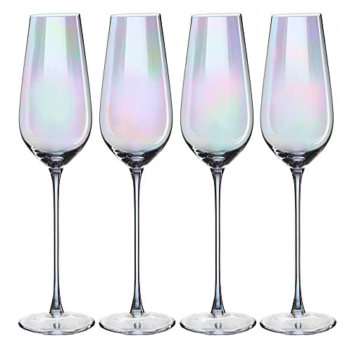 Iridescent Luster Pearl Radiance Set of 4 Champagne Glasses 10oz