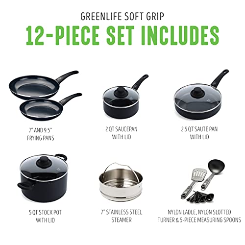 Soft Grip Healthy Ceramic Nonstick 16 Piece Kitchen Cookware Pots and Frying Sauce