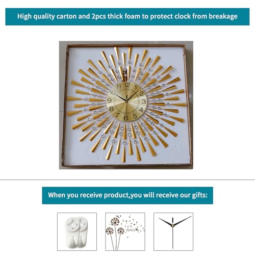 Large Wall Clocks for Living Room Decor Modern Gold Silent Wall Clock Battery Operated