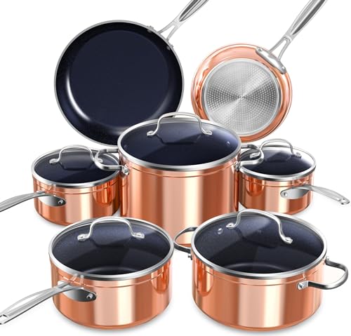 Ceramic Nonstick Cookware Set, Diamond Infused Scratch-Resistant