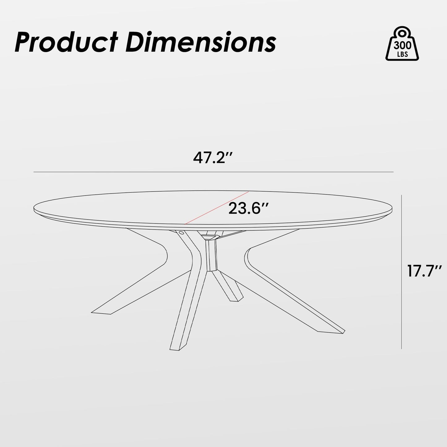 47" Wood Coffee Tabletop with Wood Frame, Oval Black Tabletop and Frame EK HOME FURNITURE