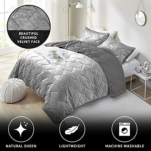 Luxe Comforter Set Velvet Lush with Soft Brushed Microfiber Reverse