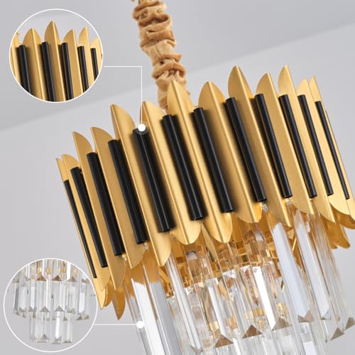 24" Crystal Chandelier Modern Gold 9-Light 5-Tier Luxury