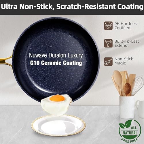 Ceramic Nonstick Cookware Set, Diamond Infused Scratch-Resistant