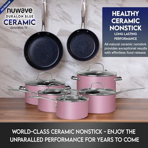 Ceramic Nonstick Cookware Set, Diamond Infused Scratch-Resistant