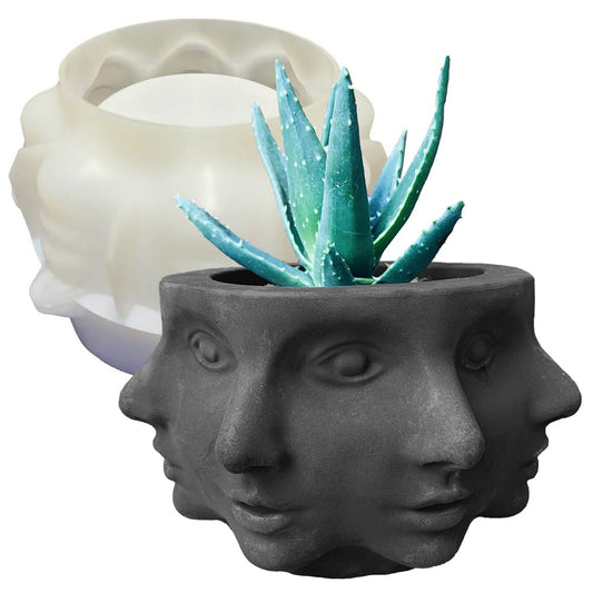 Silicone Head Face Planter Mold, 8 inch Plant Pots Mold for Indoor/Outdoor