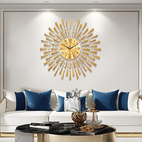 Large Wall Clocks for Living Room Decor Modern Gold Silent Wall Clock Battery Operated