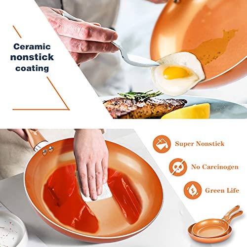 10pcs Cookware Set Ceramic Nonstick Soup Pot/Milk Pot/Frying Pans Set | Copper