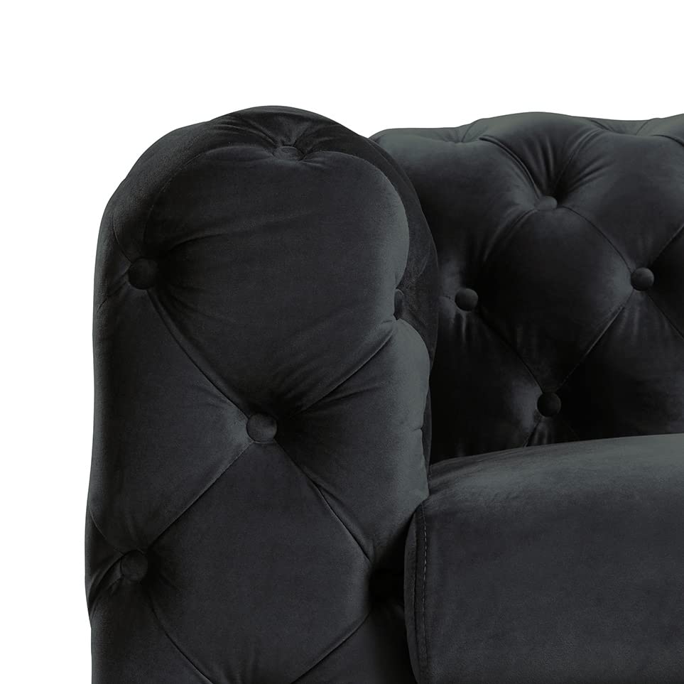 Velvet Couch Black Sofa Upholstered Modern Contemporary Sofa with Deep Button Tufting