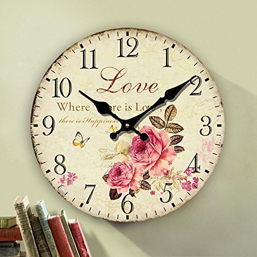 24 Inch Love Rose Vintage Wall Clock Large Farmhouse Clocks French Clocks