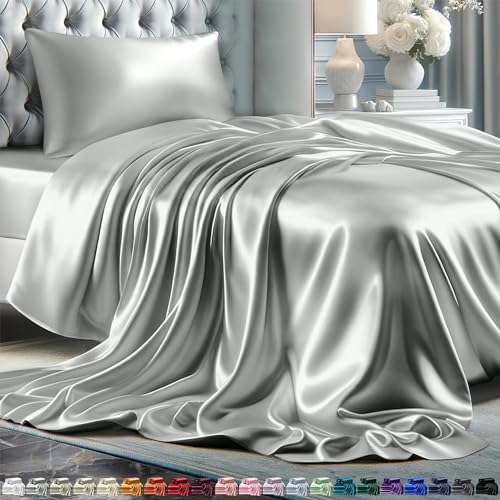 Queen Size Set 4 Pcs - Silky & Luxuriously Soft Satin Bed Sheets