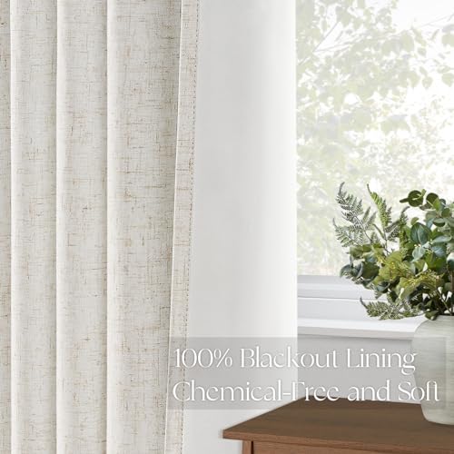 Pinch Pleated Curtains 96 Inch Long, 100% Blackout Thermal Insulated