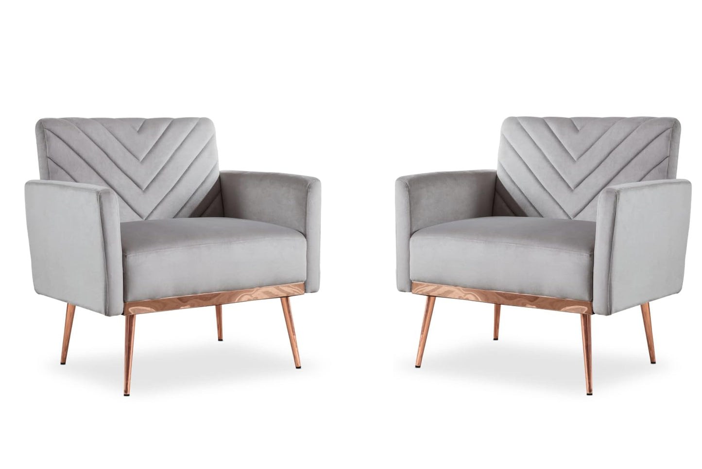 Modern Velvet Accent Chair Set of 2, Upholstered Tufted Armchair